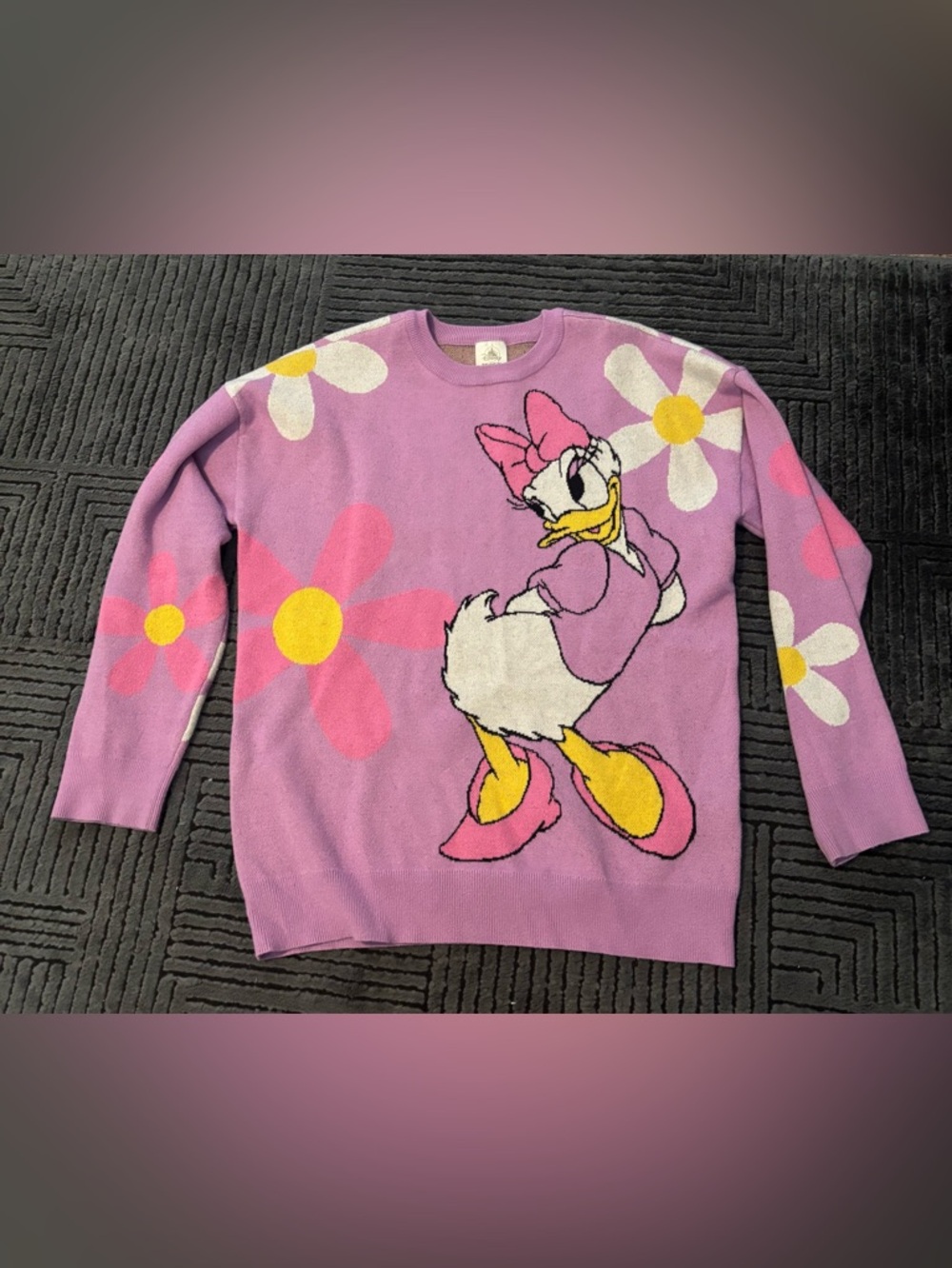 Disneyland Daisy Duck Lavender Graphic Knit Sweater Disney Parks